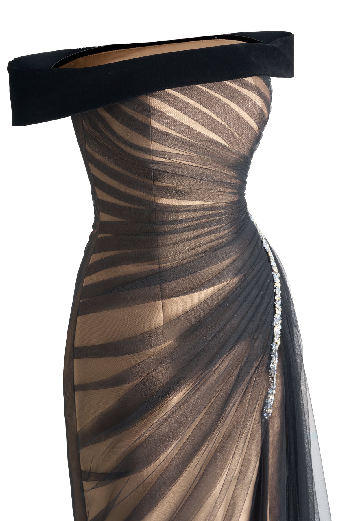 Hazel Slit Off-Shoulder Organza Maxi Dress
