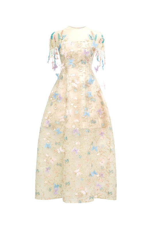 Vivienne A-line Floral Polyester Midi Dress