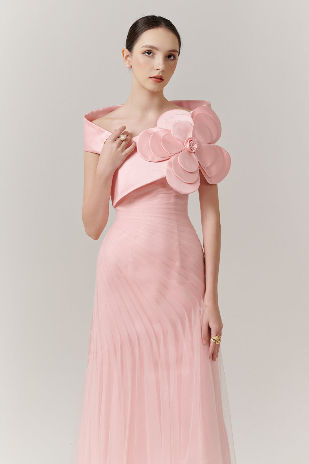 Mireille Off-Shoulder Applique Maxi Dress