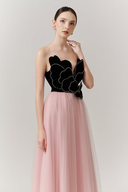 Crimson Sweetheart Applique Maxi Dress