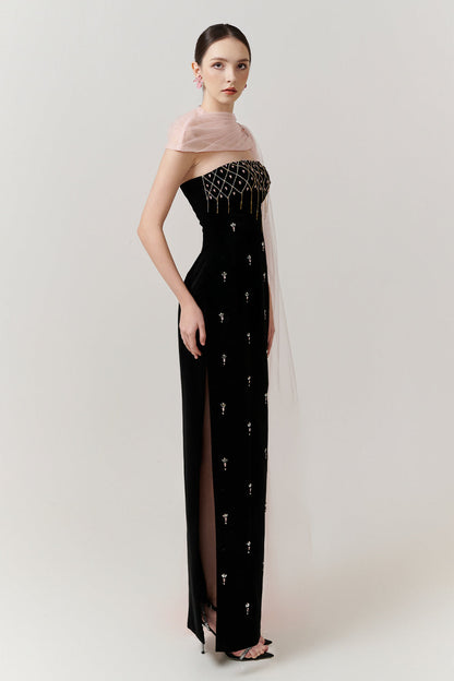 Aurelia Straight Across Bead Maxi Dress
