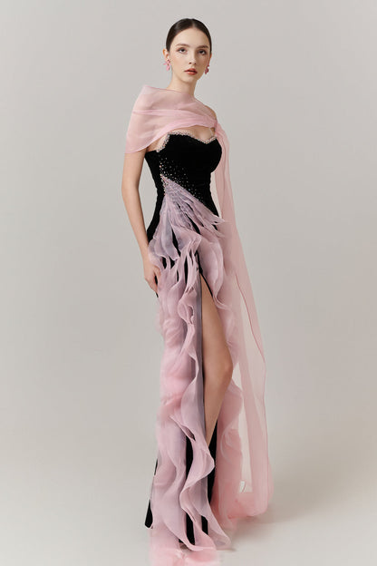 Elara Sheath Rhinestone Maxi Dress