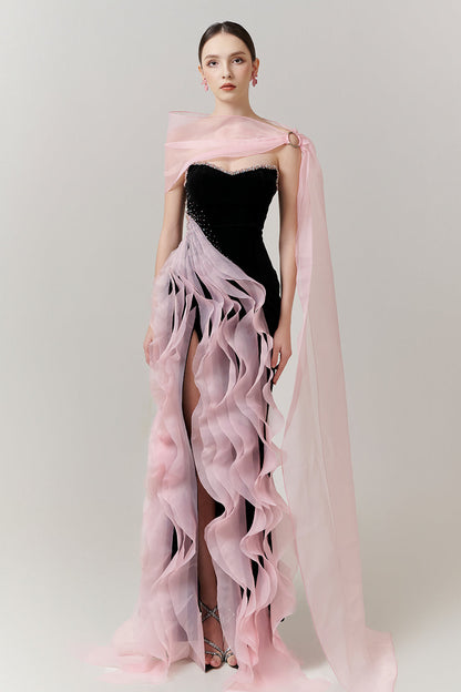 Elara Sheath Rhinestone Maxi Dress