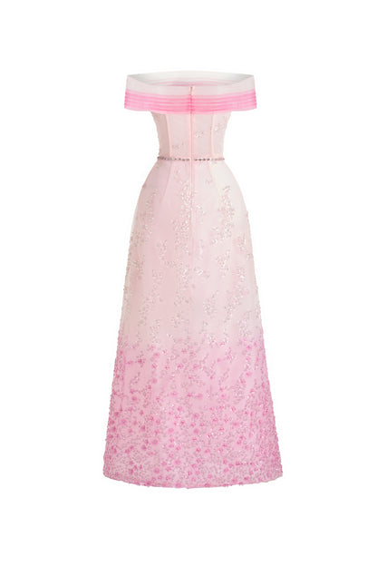 Lauryn A-line Off-Shoulder Polyester Maxi Dress