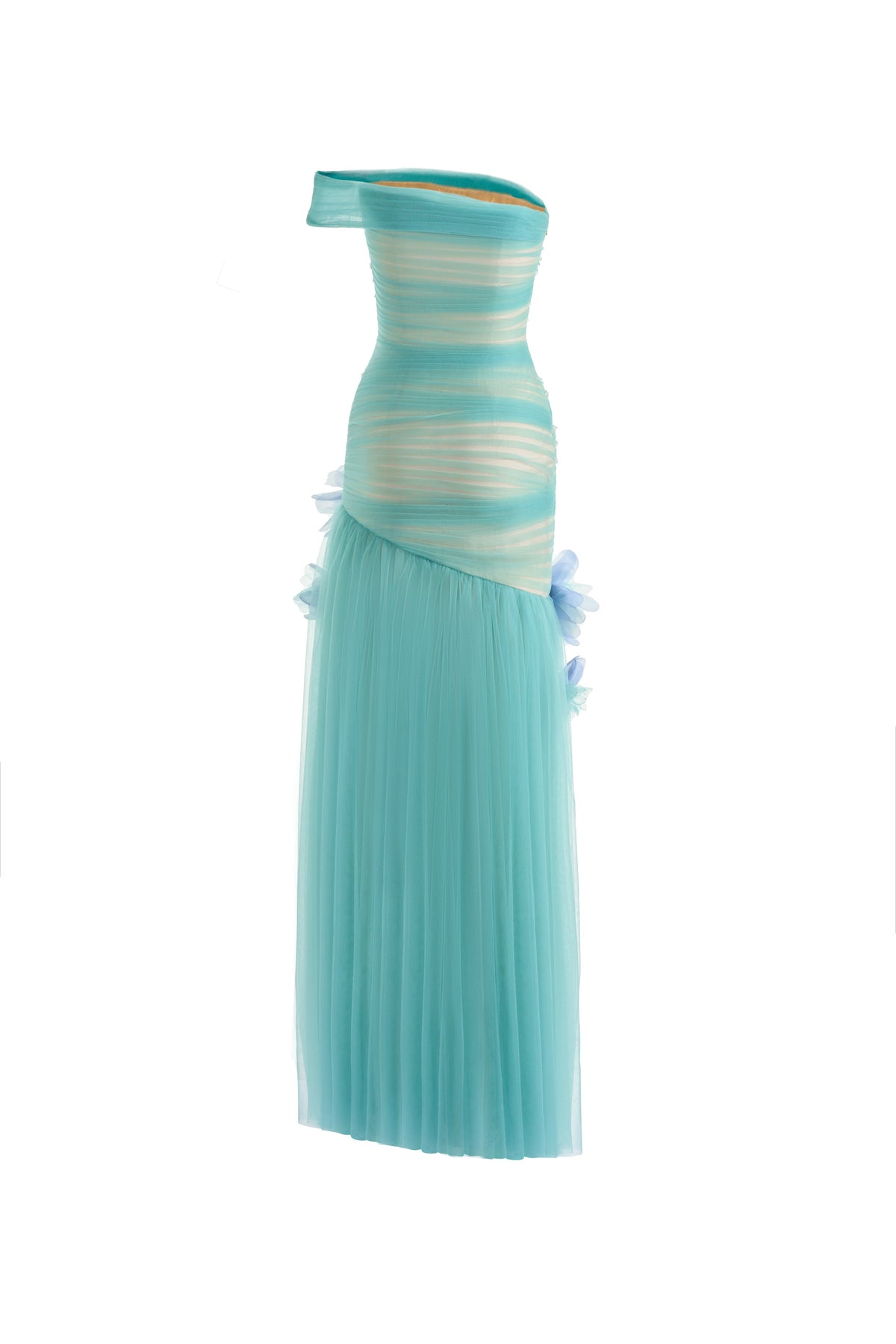 Meadow Drop Waist One Shoulder Organza Maxi Dress