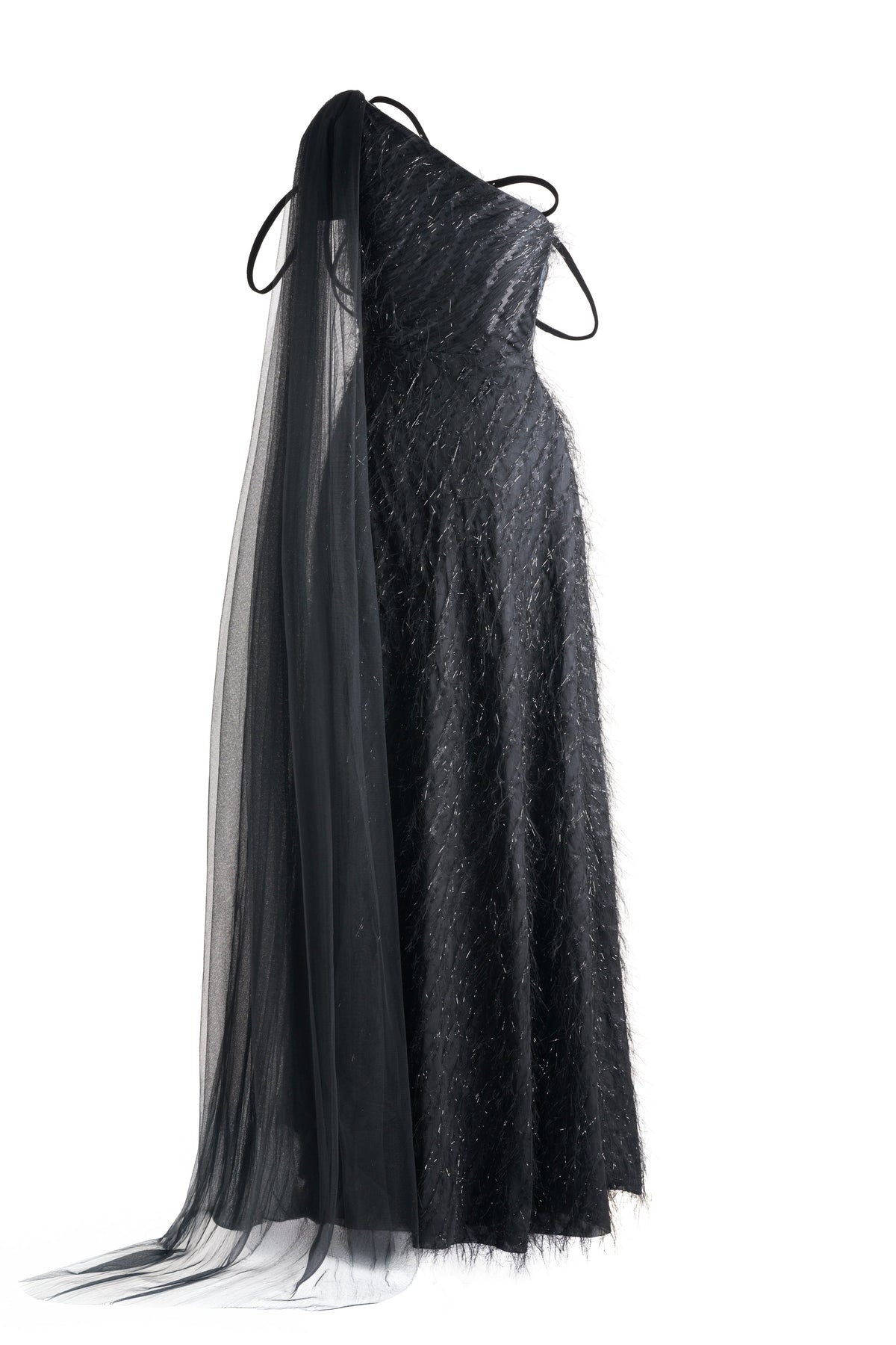 Delaney A-line One Shoulder Organza Maxi Dress