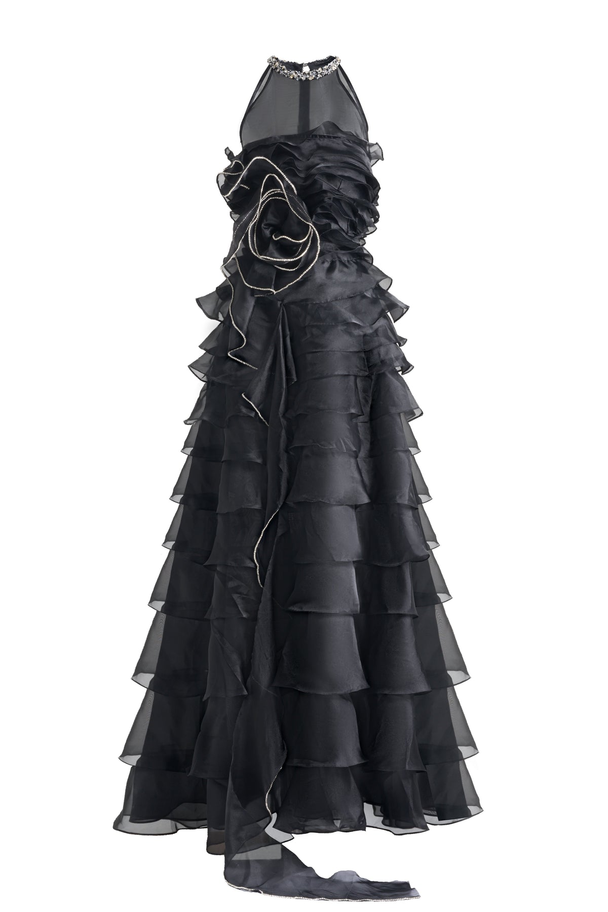 Hadley A-line Ruffle Layer Organza Maxi Dress