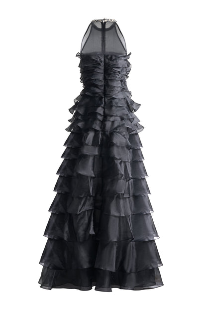 Hadley A-line Ruffle Layer Organza Maxi Dress