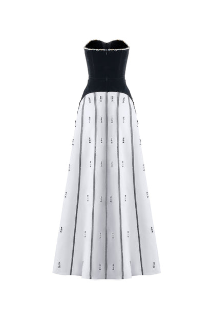 April A-line Semi-Heart Neck Polyester Maxi Dress