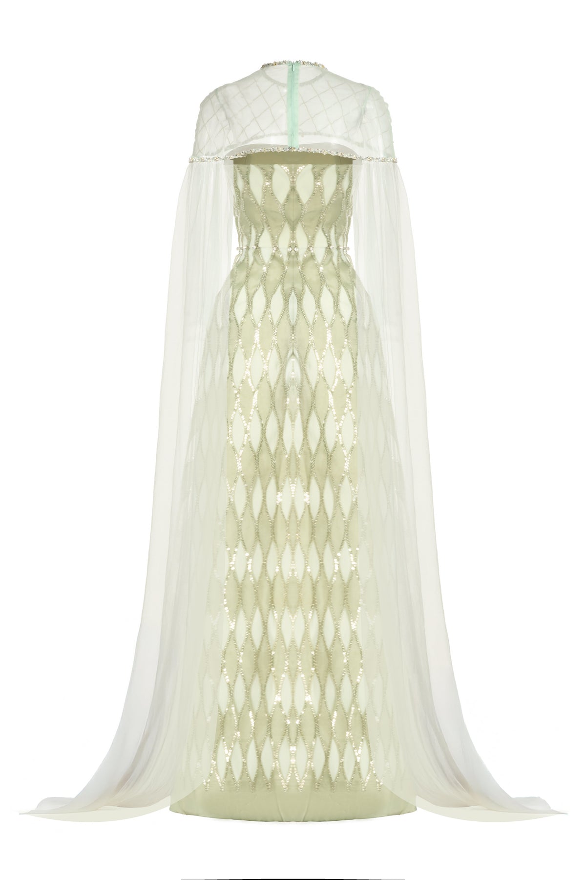 Monica A-line Cape Shoulder Mesh Maxi Set