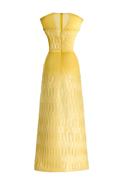 Rylee A-line Plunge Neck Polyester Maxi Dress