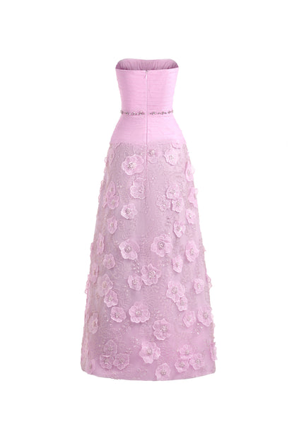 Juliet A-line Flower Applique Polyester Maxi Dress
