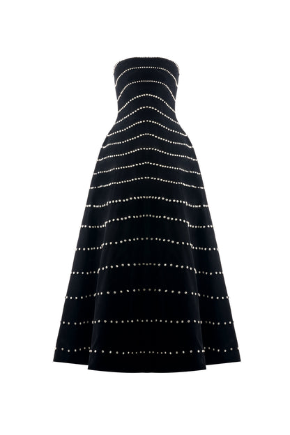 Greta A-line Straight Across Neck Velvet Maxi Dress