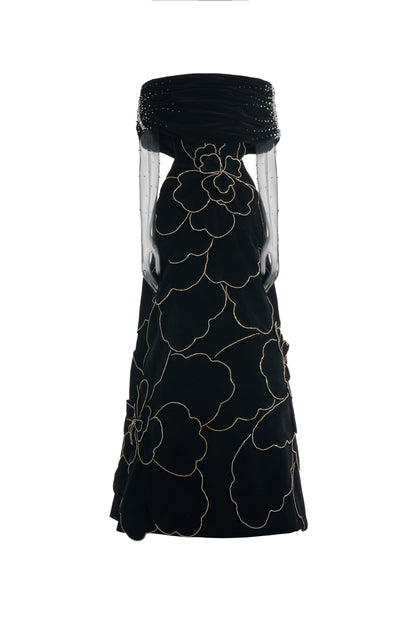Charli Ball Gown Bead Velvet Maxi Dress