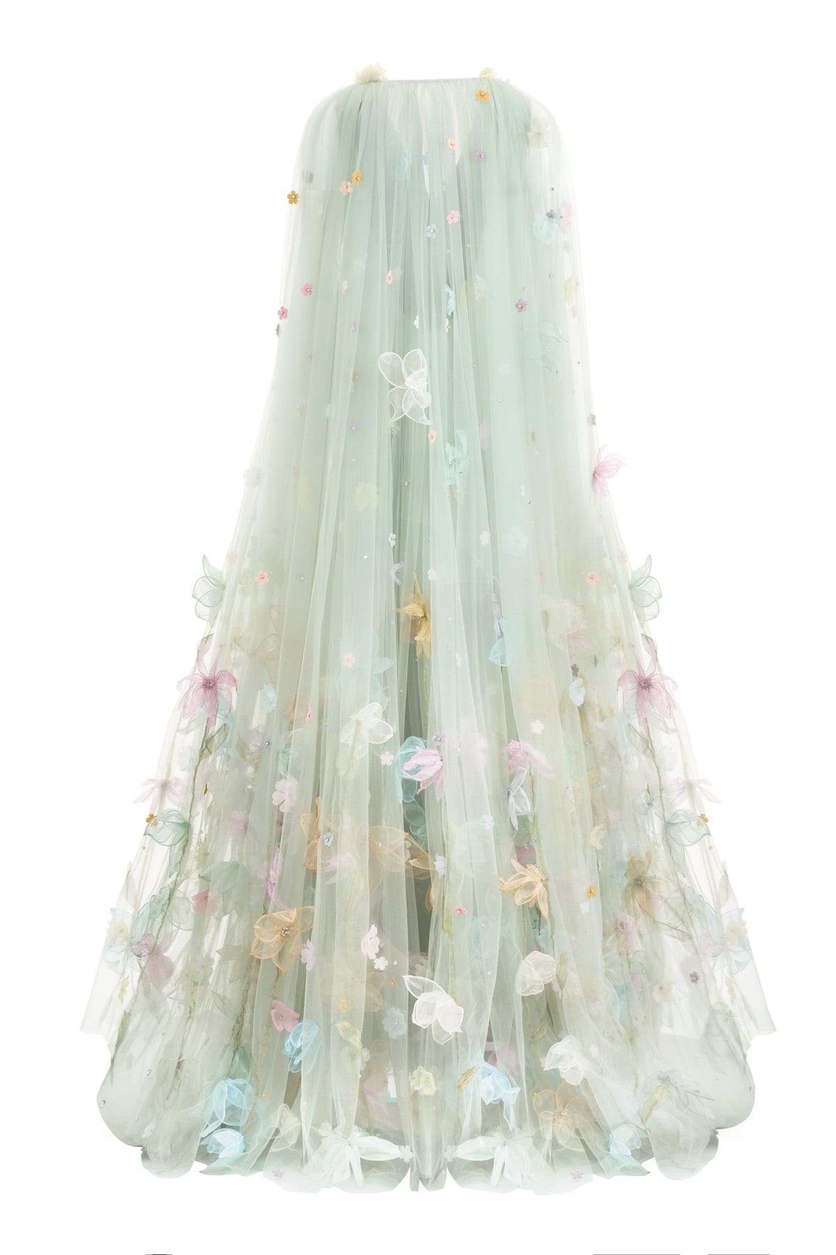 Kaia Trapezoid Cape Sleeved Polyester Maxi Dress