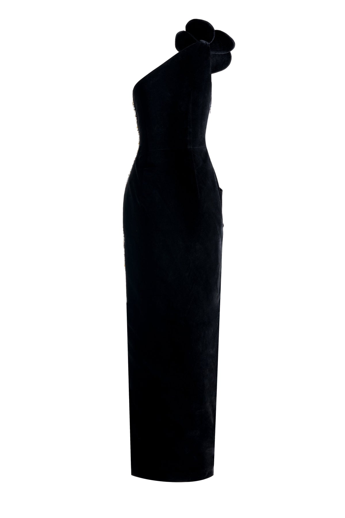 Diana Asymmetric Draped Velvet Maxi Dress