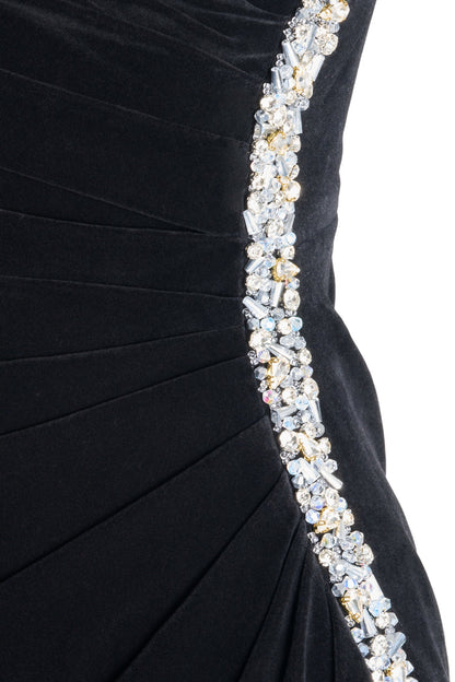 Diana Asymmetric Draped Velvet Maxi Dress