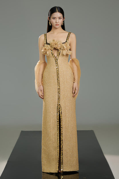 Kody Sheath Front Slit Polyester Floor Length Dress