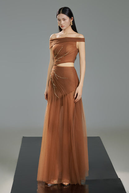 Sullivan A-line Cut-Out Polyester Floor Length Dress