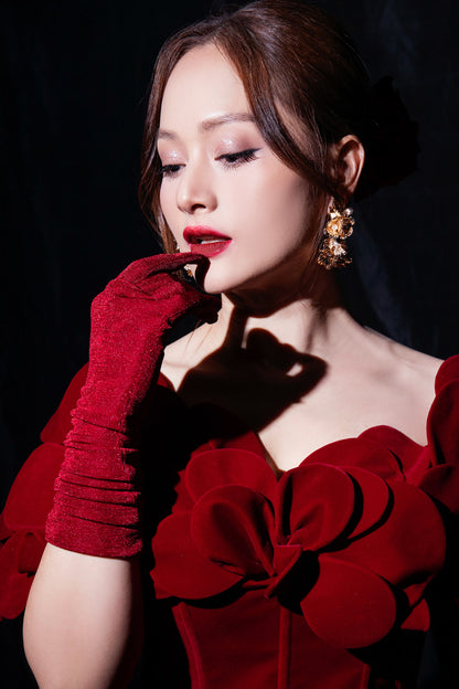 Short Velour Cotton Spandex Gloves