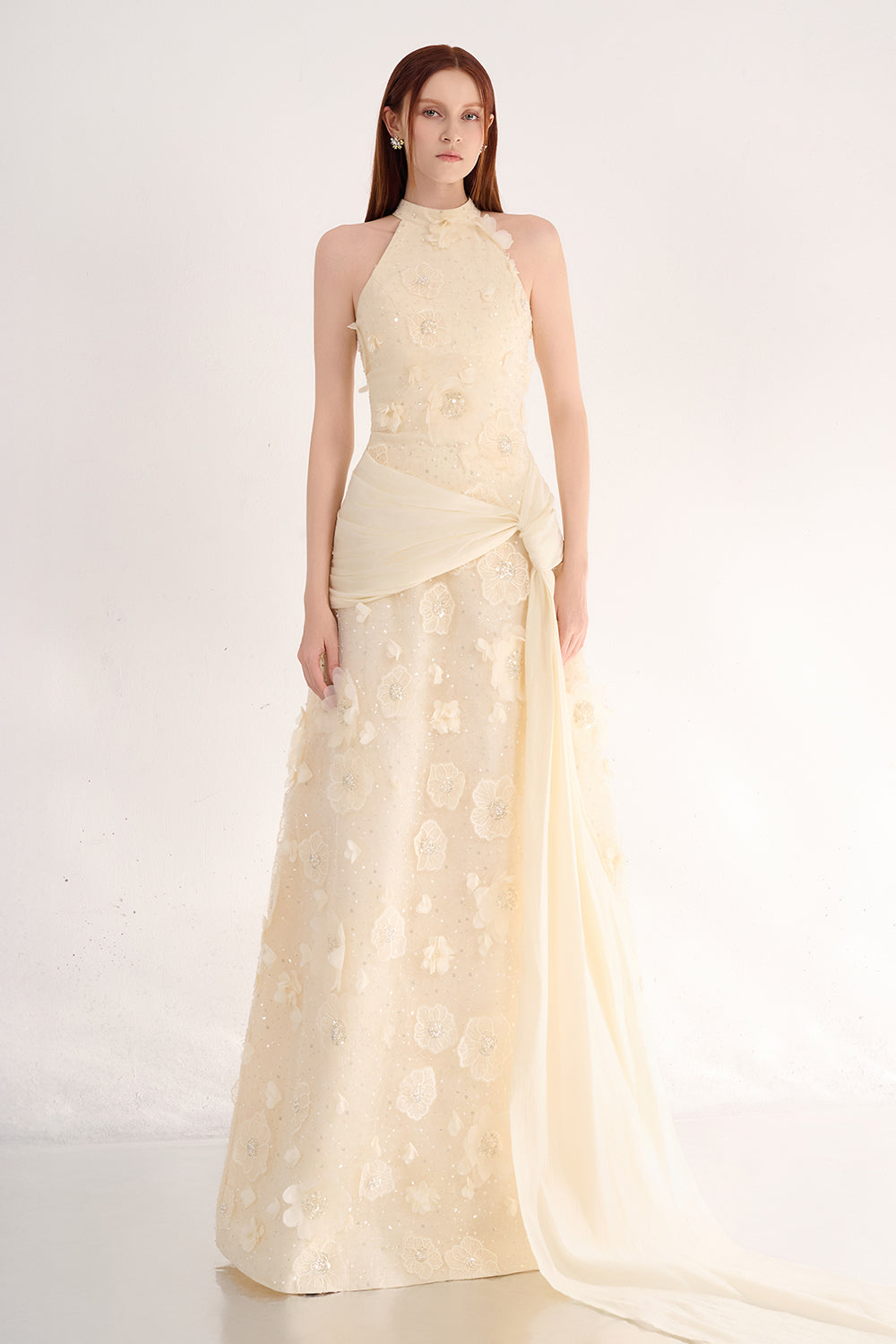 Jovie A-line Halter Neck Polyester Maxi Dress