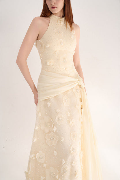 Jovie A-line Halter Neck Polyester Maxi Dress