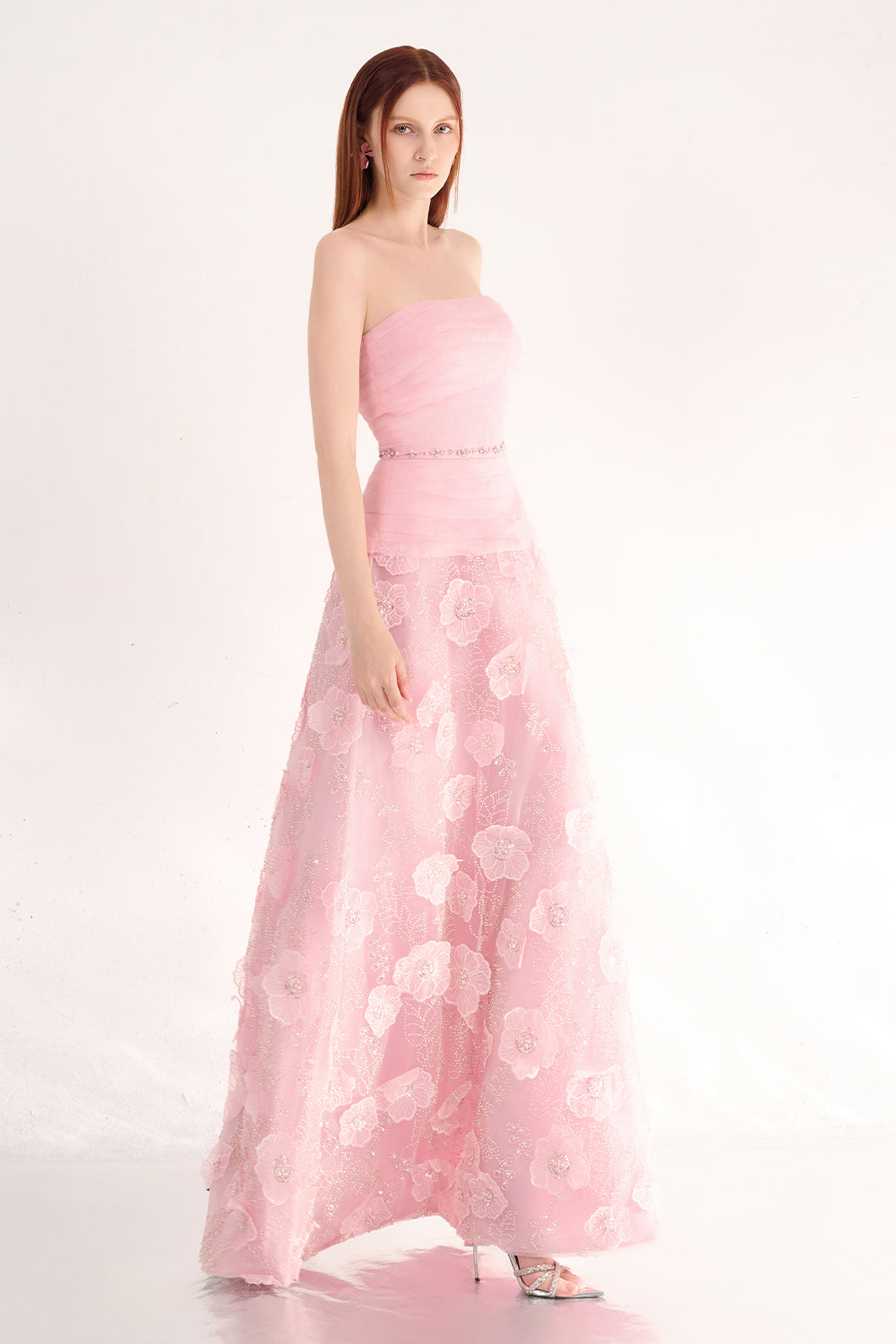 Juliet A-line Flower Applique Polyester Maxi Dress