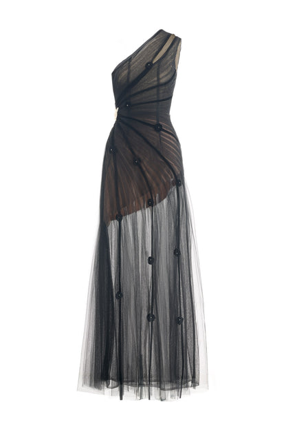 Makenna A-line One Shoulder Polyester Floor Length Dress