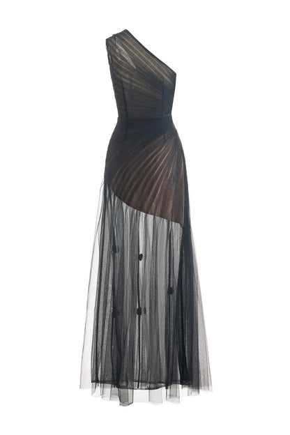 Makenna A-line One Shoulder Polyester Floor Length Dress