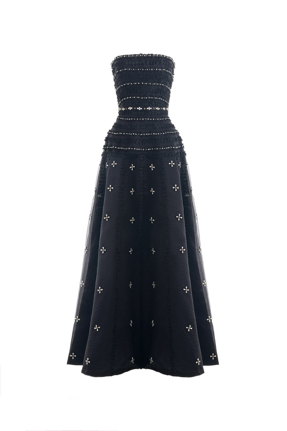 Birdie Fit and Flare Stone Organza Maxi Dress