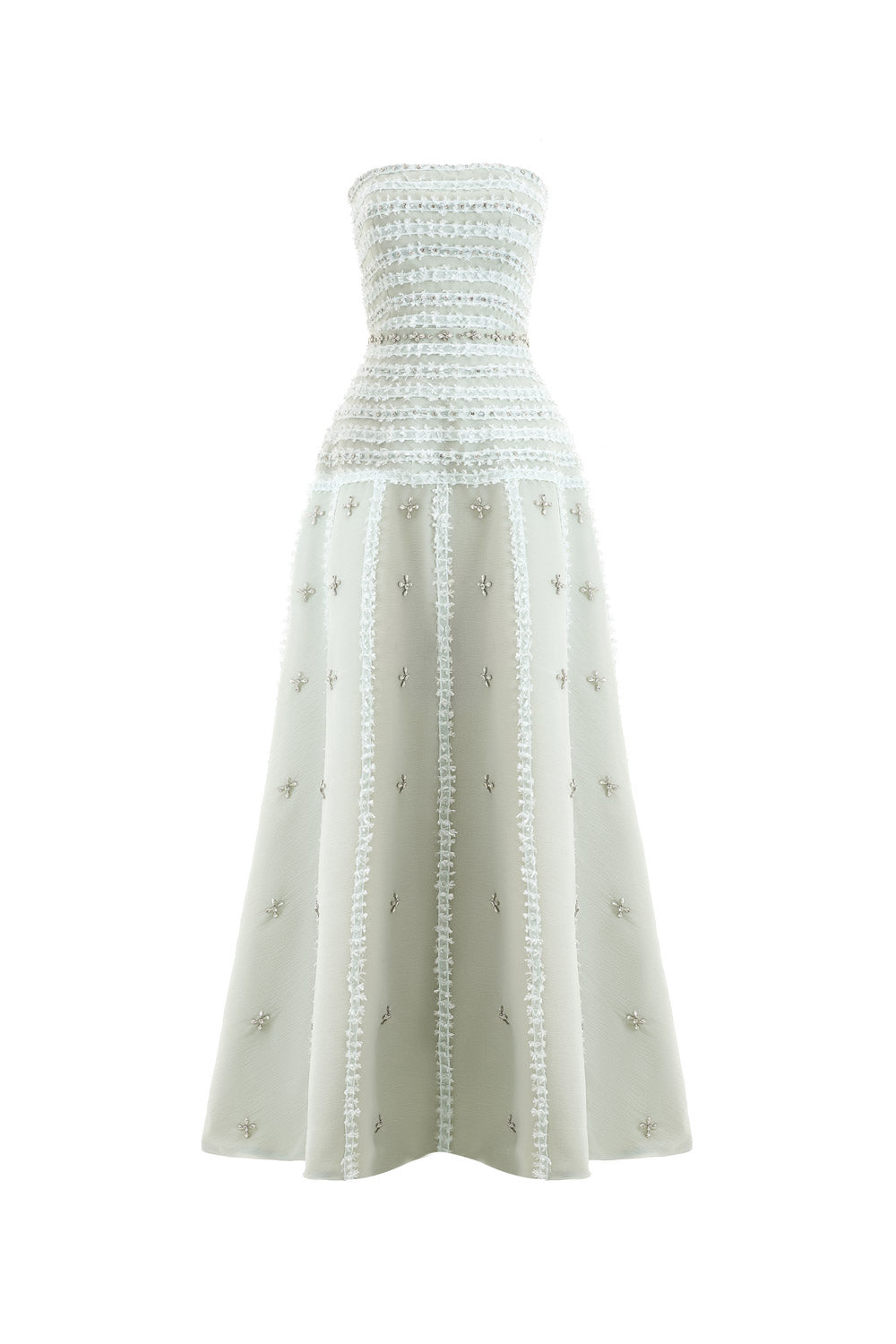 Birdie Fit and Flare Stone Organza Maxi Dress