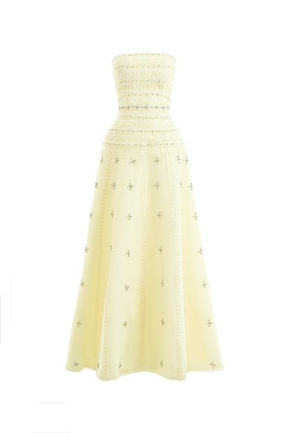 Birdie Fit and Flare Stone Organza Maxi Dress