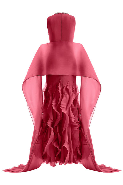 Potter Mermaid Jewel Neck Organza Floor Length Dress