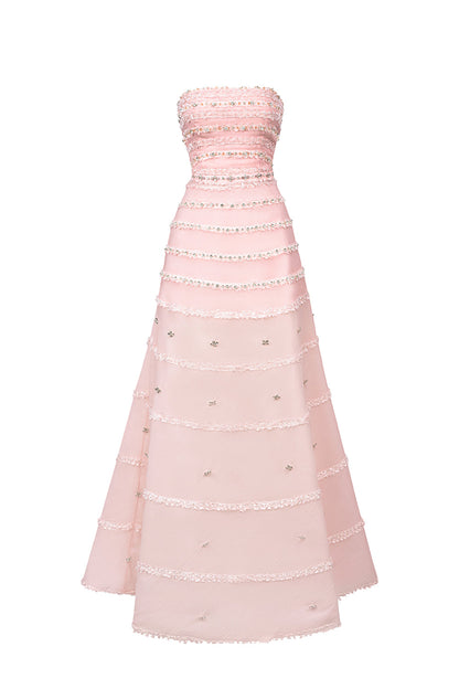 Legacy A-line Ruffle Trim Polyester Maxi Dress