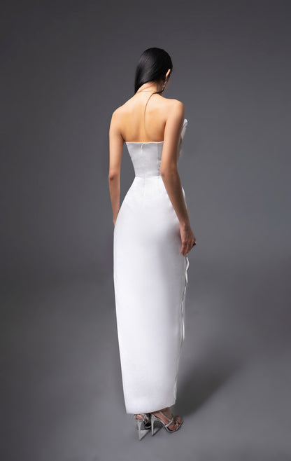 Velour Pegged Sleeveless Polyester Maxi Dress
