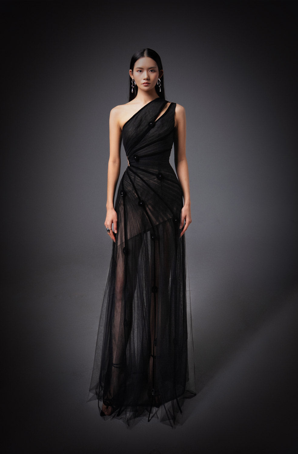 Makenna A-line One Shoulder Polyester Floor Length Dress
