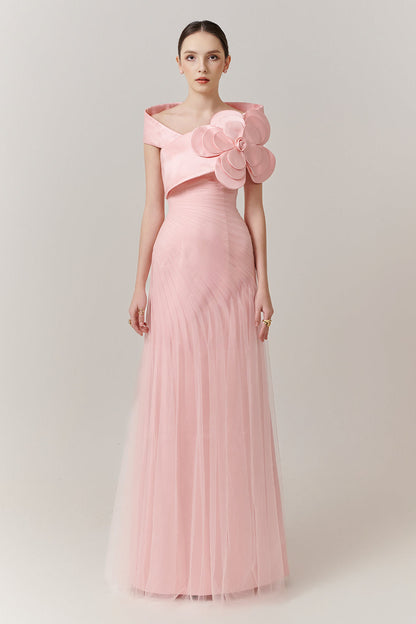 Mireille Off-Shoulder Applique Maxi Dress -