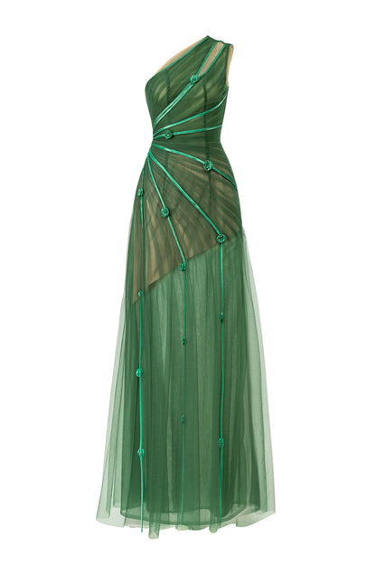 Makenna A-line One Shoulder Polyester Floor Length Dress