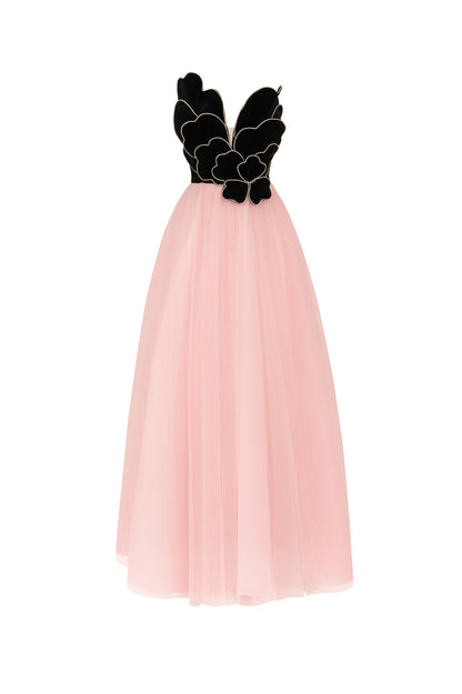 Crimson Sweetheart Applique Maxi Dress