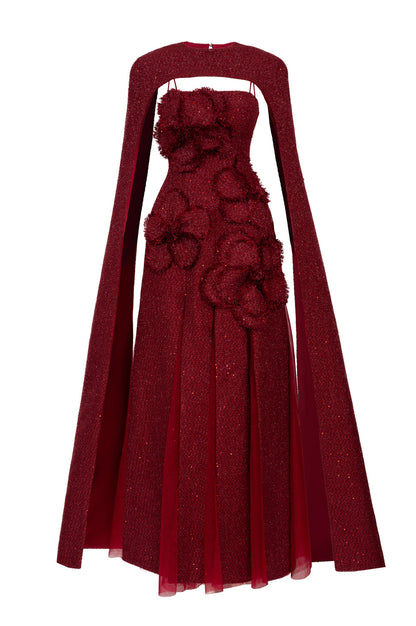 Preston Cape Sleeve Applique Maxi Dress