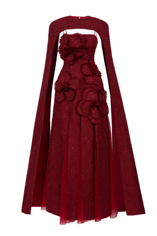 Preston Cape Sleeve Applique Maxi Dress
