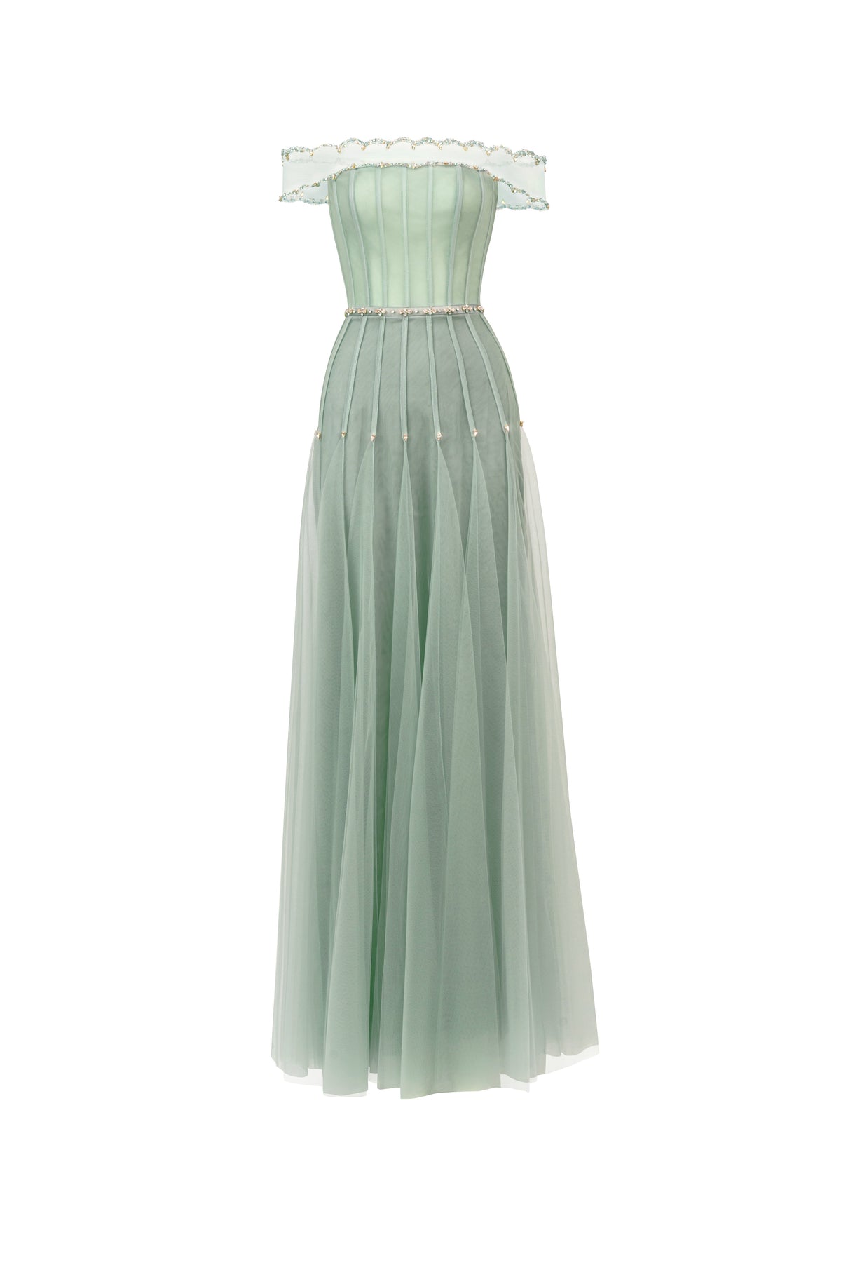 Jayleen Gored Off-Shoulder Organza Maxi Dress