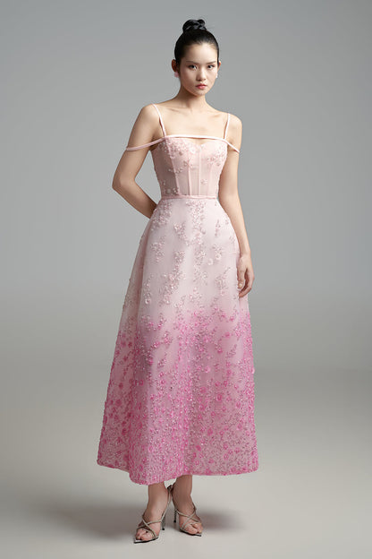 Jordan A-line Cold Shoulder Sleeved Polyester Maxi Dress