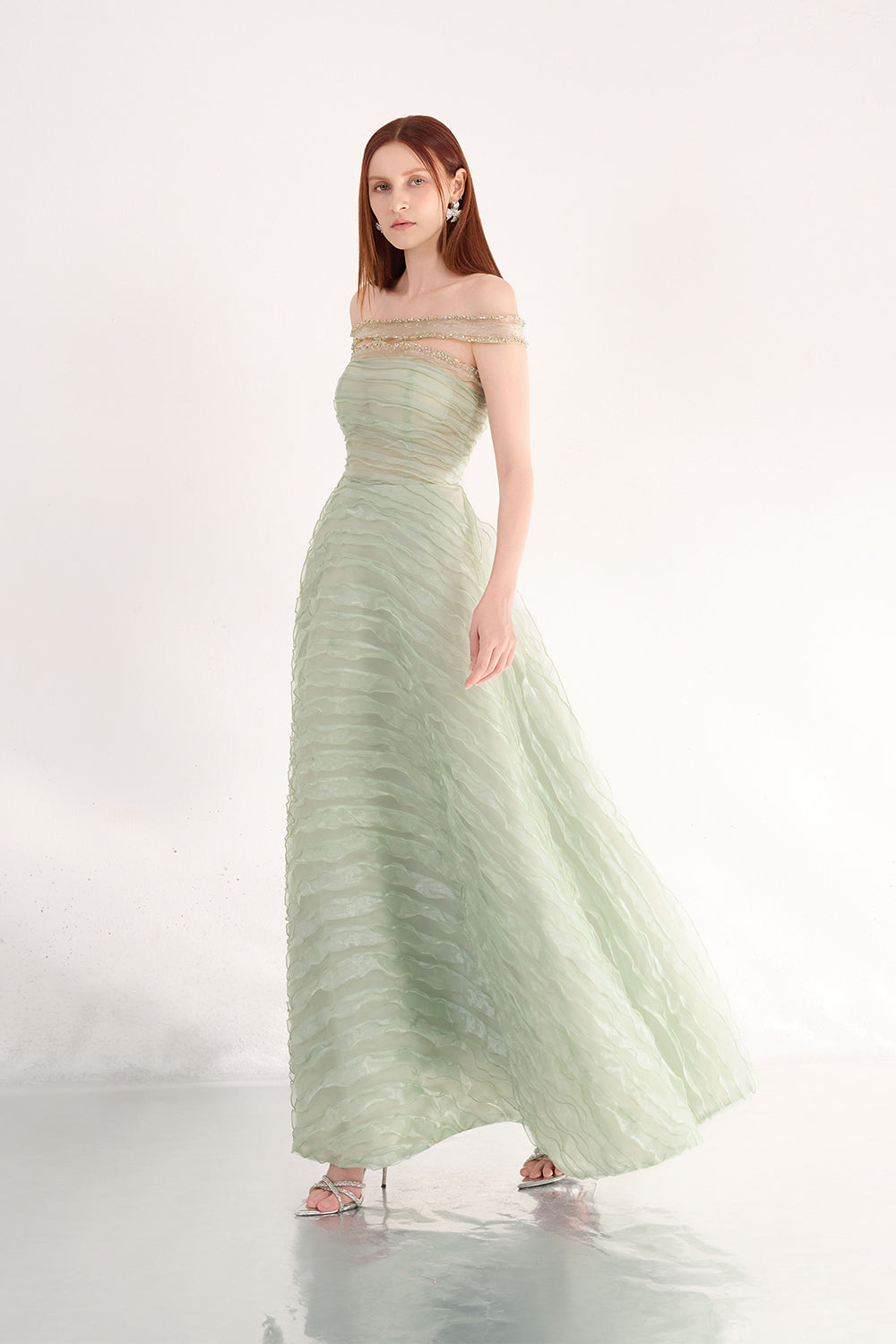 Ainsley Ball Gown Off-Shoulder Organza Maxi Dress