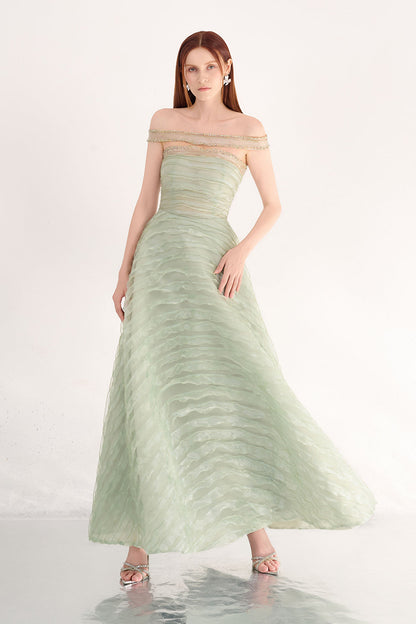 Ainsley Ball Gown Off-Shoulder Organza Maxi Dress