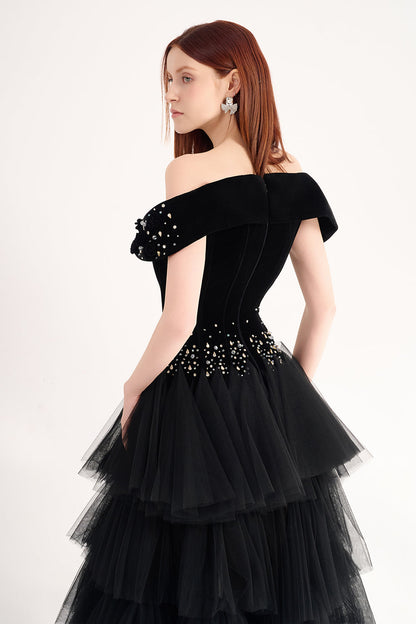 Paige Layered Off-Shoulder Organza Maxi Dress
