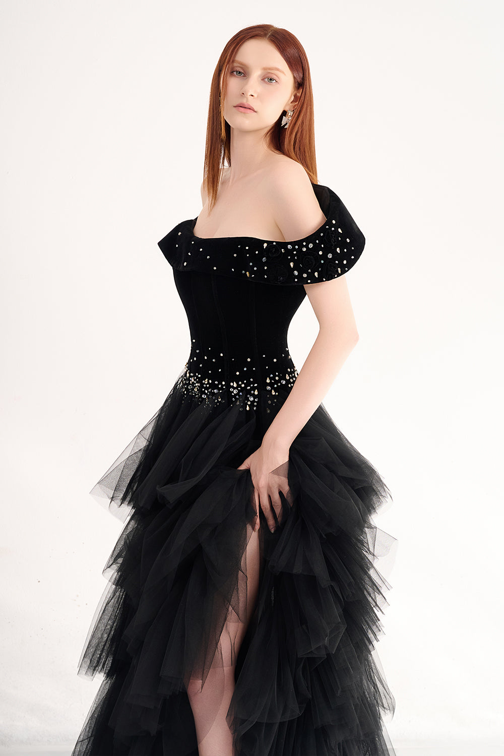 Paige Layered Off-Shoulder Organza Maxi Dress