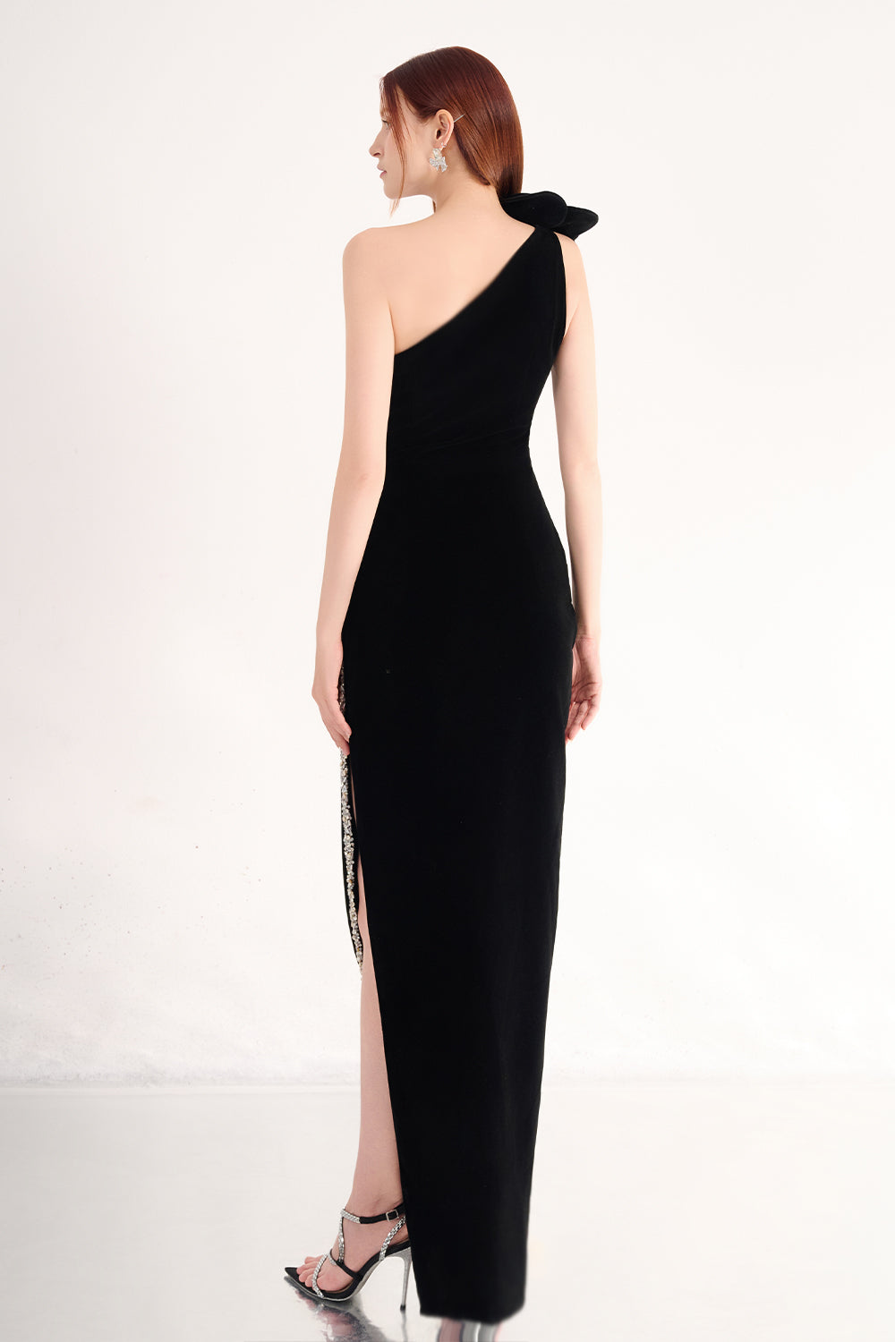 Diana Asymmetric Draped Velvet Maxi Dress