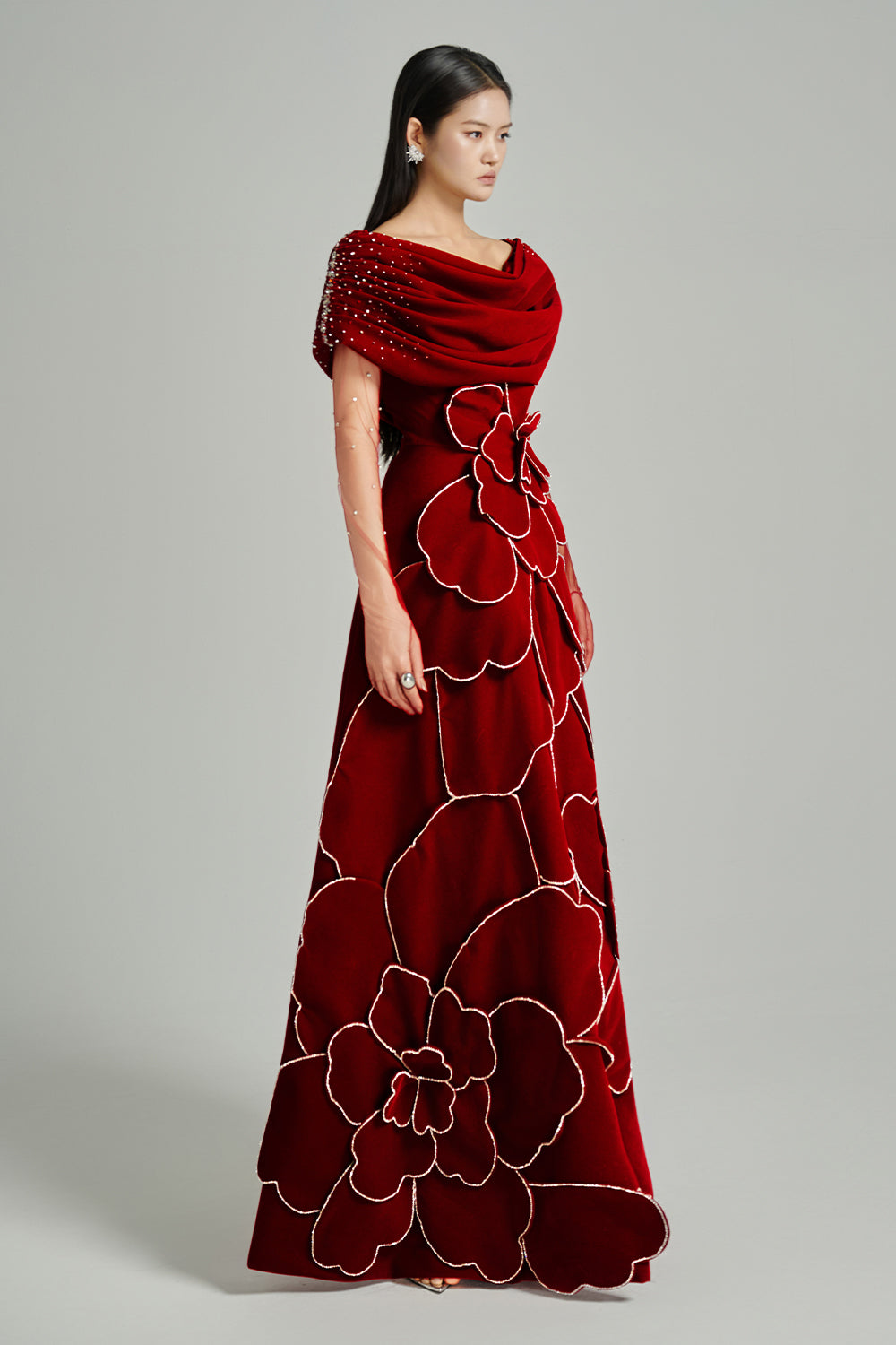 Charli Ball Gown Bead Velvet Maxi Dress