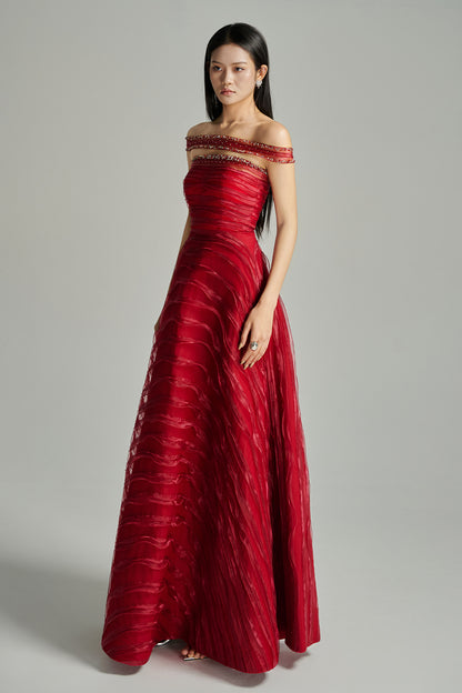 Ainsley Ball Gown Off-Shoulder Organza Maxi Dress